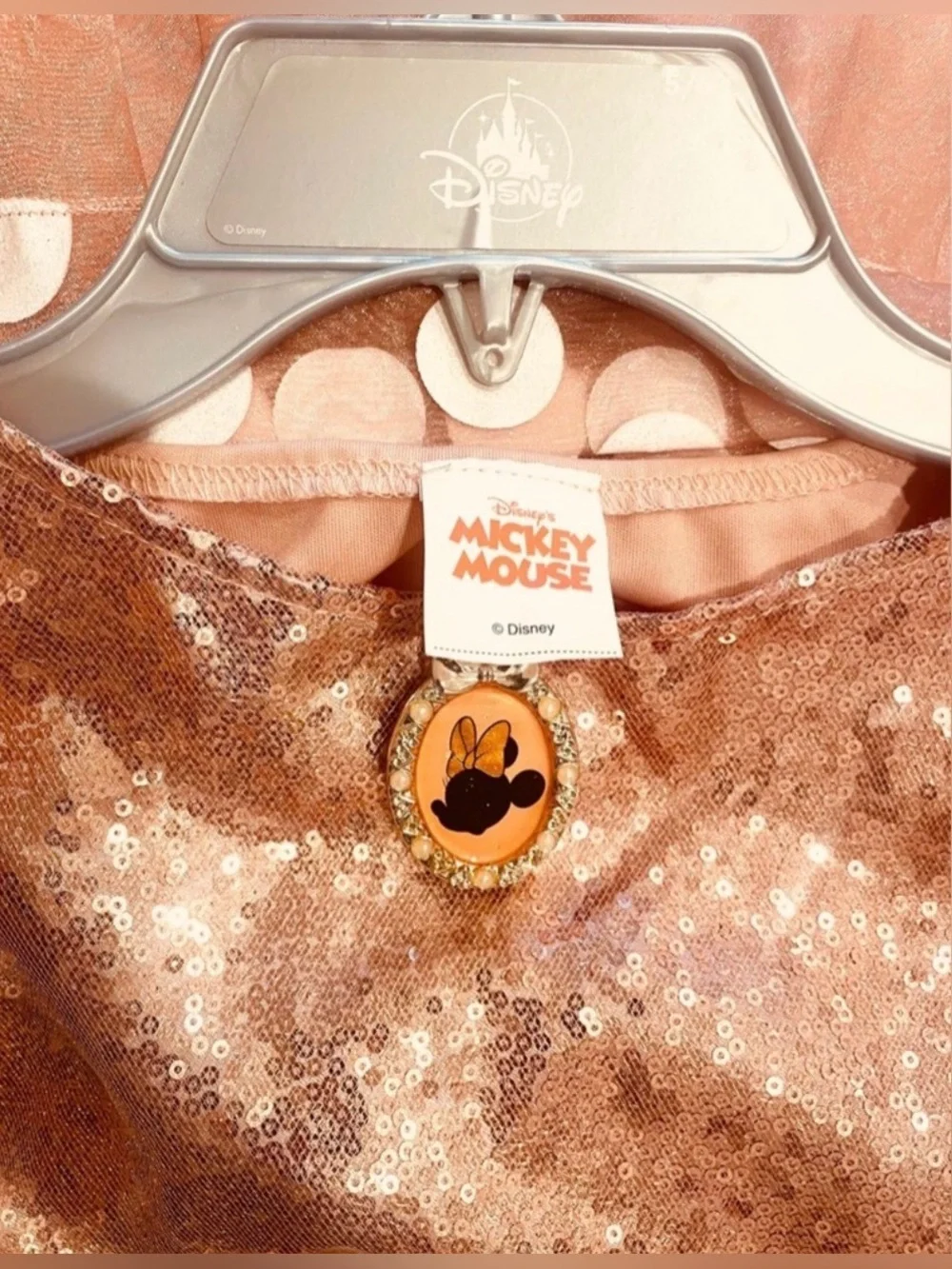 Disney Minnie Mouse Dress Girls Halloween Costume Rose Gold (Size:5/6)
